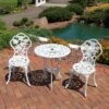 Sunnydaze Decor Sunnydaze Flower Design Cast Aluminum Bistro Set With Cast Iron Legs, White, 3pc -Sunnydaze Decor GUEST 4134ad74 926d 4b31 ac5d 4f53c757daa8