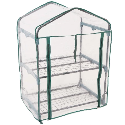 Sunnydaze Decor Sunnydaze Outdoor Portable Growing Rack 2-Tier Greenhouse With PVC Roll-Up Door - 2 Shelves - Clear 8 Sunnydaze Decor Sunnydaze Outdoor Portable Growing Rack 2-Tier Greenhouse With PVC Roll-Up Door - 2 Shelves - Clear - Image 6