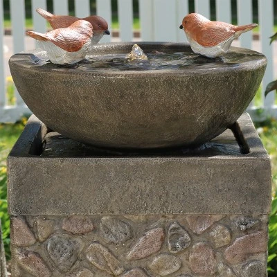 Sunnydaze Decor Sunnydaze 25"H Electric Polyresin Three Bathing Birds Outdoor Water Fountain With LED Light 8 Sunnydaze Decor Sunnydaze 25"H Electric Polyresin Three Bathing Birds Outdoor Water Fountain With LED Light - Image 6