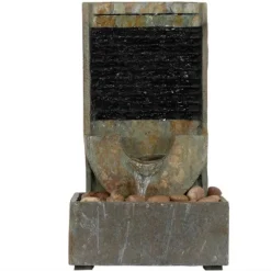 Sunnydaze Decor Sunnydaze Indoor Home Office Contemporary Soothing Half Moon Stone Slate Cascading Tabletop Water Fountain - 16" -Sunnydaze Decor GUEST 46c117a3 34fd 494a 9ba4 bcba28f5d3e9