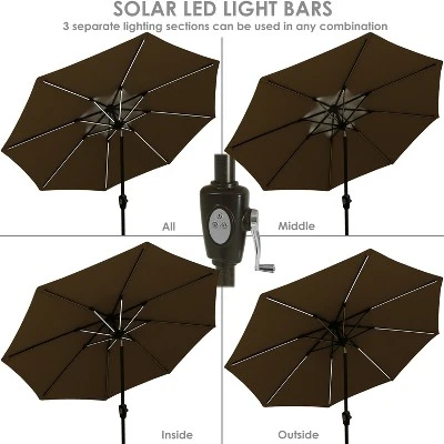 Sunnydaze Decor Sunnydaze Outdoor Aluminum Sunbrella Patio Umbrella With Solar LED Light Bars And Tilt - 9' 10 Sunnydaze Decor Sunnydaze Outdoor Aluminum Sunbrella Patio Umbrella With Solar LED Light Bars And Tilt - 9' - Image 8