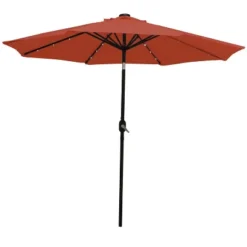 Sunnydaze Decor Sunnydaze Outdoor Aluminum Pool Patio Umbrella With Solar LED Lights, Tilt, And Crank - 9' -Sunnydaze Decor GUEST 480bea72 7a38 430a 95e5 e63db611ceec
