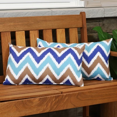 Sunnydaze Decor Sunnydaze Indoor/Outdoor Weather-Resistant Polyester Lumbar Decorative Pillow With Zipper Closure - 2pk 2 Sunnydaze Decor Sunnydaze Indoor/Outdoor Weather-Resistant Polyester Lumbar Decorative Pillow With Zipper Closure - 2pk