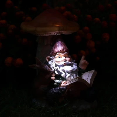 Sunnydaze Decor Sunnydaze Bernard The Bookworm Resin Indoor/Outdoor Garden Gnome With Mushroom And Solar Light - 16" H 11 Sunnydaze Decor Sunnydaze Bernard The Bookworm Resin Indoor/Outdoor Garden Gnome With Mushroom And Solar Light - 16" H - Image 9