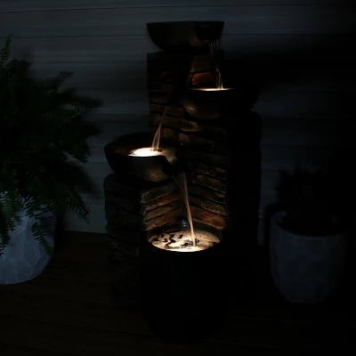 Sunnydaze Decor Sunnydaze 34"H Electric Polyresin Staggered Bowls Tiered Outdoor Water Fountain With LED Lights 11 Sunnydaze Decor Sunnydaze 34"H Electric Polyresin Staggered Bowls Tiered Outdoor Water Fountain With LED Lights - Image 9