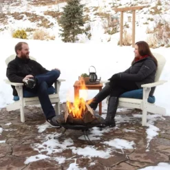 Sunnydaze Decor Sunnydaze Outdoor Camping Backyard Steel Round Classic Ebony Raised Fire Pit Bowl With 3 Folding Legs - Black - 24" -Sunnydaze Decor GUEST 4b26e51f 046d 4f38 9d11 6e36694fa360