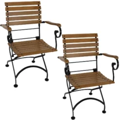Sunnydaze Decor Sunnydaze Indoor/Outdoor Patio Or Dining Deluxe Chestnut Wooden Folding Bistro Arm Chair - Brown 15 Sunnydaze Decor Sunnydaze Indoor/Outdoor Patio Or Dining Deluxe Chestnut Wooden Folding Bistro Arm Chair - Brown -Sunnydaze Decor GUEST 4dda16d0 6b29 4b0c a818 753661b434cd