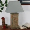 Sunnydaze Decor Sunnydaze Contemporary Natural Slate And Fabric Cream Shade Indoor/Outdoor Weather-Resistant Table Lamp -Sunnydaze Decor GUEST 5436127e ff51 430a b6e7 be9ffaf39ca2
