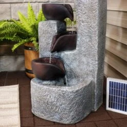 Sunnydaze Decor Sunnydaze Outdoor Polyresin Solar Powered Aged Tiered Vessels Water Fountain With Battery Backup - 29" -Sunnydaze Decor GUEST 55227561 5cad 4eac a9ae 06c7ce973076