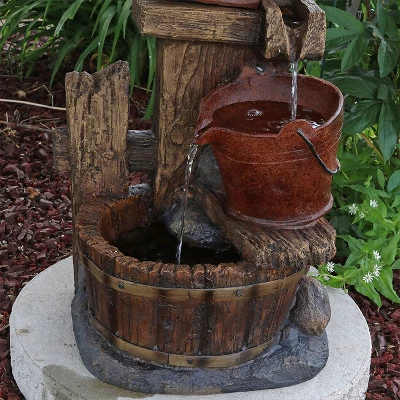 Sunnydaze Decor Sunnydaze 26"H Electric Polyresin Bluebird House And Buckets Outdoor Water Fountain 7 Sunnydaze Decor Sunnydaze 26"H Electric Polyresin Bluebird House And Buckets Outdoor Water Fountain - Image 5