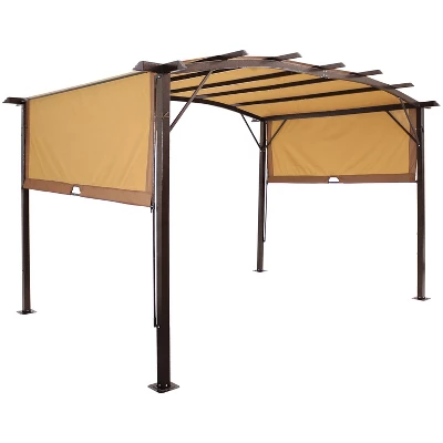 Sunnydaze Decor Sunnydaze 9' X 12' Metal Arched Pergola With Retractable Canopy 10 Sunnydaze Decor Sunnydaze 9' X 12' Metal Arched Pergola With Retractable Canopy - Image 9