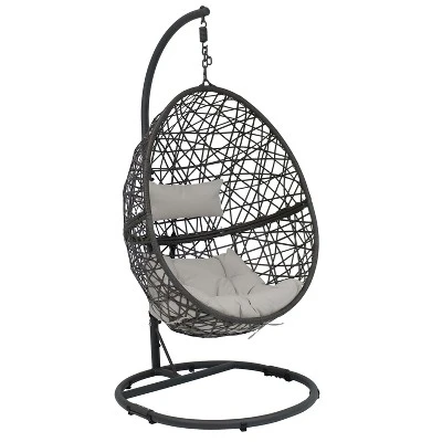 Sunnydaze Decor Sunnydaze Outdoor Resin Wicker Patio Caroline Lounge Hanging Basket Egg Chair Swing With Cushions And Steel Stand Set- 3pc 12 Sunnydaze Decor Sunnydaze Outdoor Resin Wicker Patio Caroline Lounge Hanging Basket Egg Chair Swing With Cushions And Steel Stand Set- 3pc - Image 10