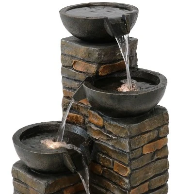 Sunnydaze Decor Sunnydaze 34"H Electric Polyresin Staggered Bowls Tiered Outdoor Water Fountain With LED Lights 5 Sunnydaze Decor Sunnydaze 34"H Electric Polyresin Staggered Bowls Tiered Outdoor Water Fountain With LED Lights - Image 3