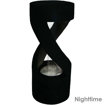 Sunnydaze Decor Sunnydaze 31"H Electric Resin Contemporary Double Helix Column Outdoor Water Fountain With LED Light 4 Sunnydaze Decor Sunnydaze 31"H Electric Resin Contemporary Double Helix Column Outdoor Water Fountain With LED Light - Image 2