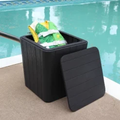 Sunnydaze Decor Sunnydaze Faux Wood Design Outdoor Side Table With Storage - 11.5-Gal. -Sunnydaze Decor GUEST 5b0232c1 8376 4080 92f3 0aaf83c61fcc