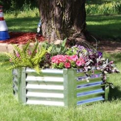 Sunnydaze Decor Sunnydaze Outdoor Lawn And Garden Galvanized Steel Hexagon Raised Vegetable Garden Or Flower Bed Planter Kit - 22" - Silver