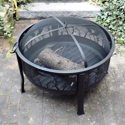 Sunnydaze Decor Sunnydaze Outdoor Camping Or Backyard Steel Pheasant Hunting Fire Pit With Spark Screen, Cover, Metal Wood Grate, And Log Poker - 30" 12 Sunnydaze Decor Sunnydaze Outdoor Camping Or Backyard Steel Pheasant Hunting Fire Pit With Spark Screen, Cover, Metal Wood Grate, And Log Poker - 30" - Image 10