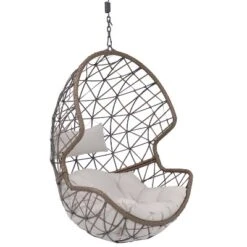 Sunnydaze Decor Sunnydaze Outdoor Resin Wicker Patio Danielle Hanging Basket Egg Chair Swing With Cushion And Headrest - 2pc -Sunnydaze Decor GUEST 5f6bfe32 289f 42e9 8c4f d69a147209ab