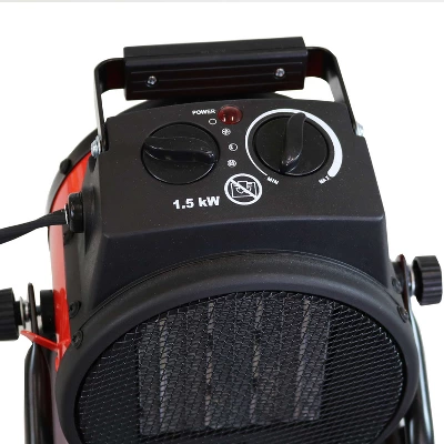 Sunnydaze Decor Sunnydaze Indoor Home Personal Portable Ceramic Electric Space Heater With Auto-Shutoff And Folding Handle - 750-1500 Watt - Red And Black 4 Sunnydaze Decor Sunnydaze Indoor Home Personal Portable Ceramic Electric Space Heater With Auto-Shutoff And Folding Handle - 750-1500 Watt - Red And Black - Image 2