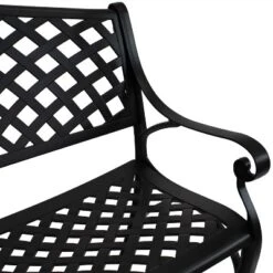 Sunnydaze Decor Sunnydaze 2-Person Checkered Design Cast Aluminum Outdoor Patio Bench, Black -Sunnydaze Decor GUEST 62bc2284 3950 431b a895 206ec5b5c92e