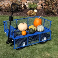 Sunnydaze Decor Sunnydaze Outdoor Lawn And Garden Heavy-Duty Durable Steel Mesh Utility Dump Wagon Cart With Removable Sides