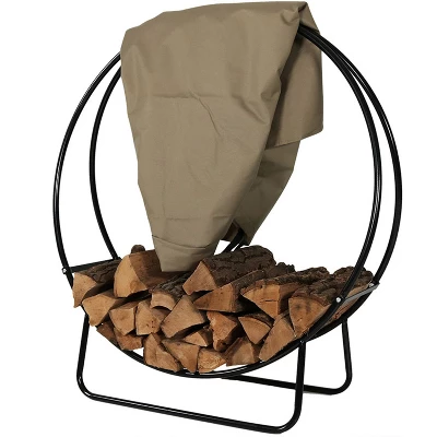 Sunnydaze Decor Sunnydaze Outdoor Heavy-Duty Steel Firewood Log Hoop Storage Rack With Weather-Resistant PVC Log Hoop Cover 5 Sunnydaze Decor Sunnydaze Outdoor Heavy-Duty Steel Firewood Log Hoop Storage Rack With Weather-Resistant PVC Log Hoop Cover - Image 3