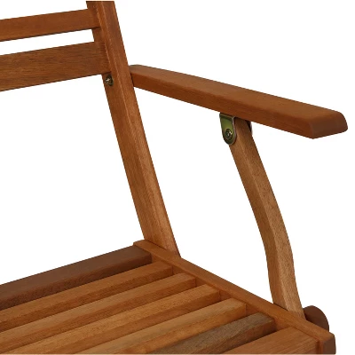 Sunnydaze Decor Sunnydaze Meranti Wood With Teak Oil Finish Wooden Folding Patio Lawn Slatted Arm Chairs Set - Brown - 2pk 5 Sunnydaze Decor Sunnydaze Meranti Wood With Teak Oil Finish Wooden Folding Patio Lawn Slatted Arm Chairs Set - Brown - 2pk - Image 3