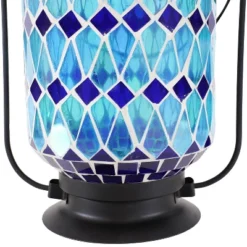 Sunnydaze Decor Sunnydaze Solar LED Outdoor Cool Blue Mosaic Lantern - 8.5" -Sunnydaze Decor GUEST 661d0c50 5a51 4a0e 8c7d 5d598938c6d8