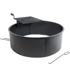 Sunnydaze Decor Sunnydaze Outdoor Heavy-Duty Steel Portable Campfire Ring With Cooking Grate And Fire Poker - 36" - Black -Sunnydaze Decor GUEST 662ac3b0 bd4e 424f b606 1f4ae024a6ed