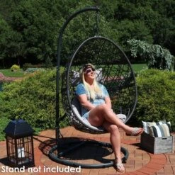 Sunnydaze Decor Sunnydaze Outdoor Resin Wicker Patio Caroline Lounge Hanging Basket Egg Chair With Cushions - 2pc -Sunnydaze Decor GUEST 668cd185 d749 412c b195 496ecffd2361
