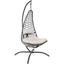 Sunnydaze Decor Sunnydaze Outdoor Resin Wicker Patio Phoebe Hanging Basket Egg Chair Swing With Cushions And Headrest- 2pc -Sunnydaze Decor GUEST 669908ca 433d 4c26 9e49 2baeb67720f5