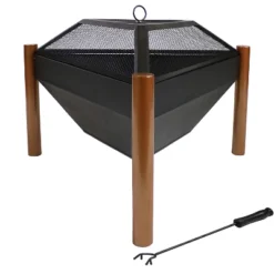 Sunnydaze Decor Sunnydaze Outdoor Camping Or Backyard Steel Triangle Fire Pit With Wood Grate, Log Poker, And Spark Screen - 31" - Copper Finish -Sunnydaze Decor GUEST 68f10bf1 aada 4058 b703 7f1e40a3c9f5