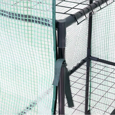 Sunnydaze Decor Sunnydaze Outdoor Portable Tiered Growing Rack Deluxe Walk-In Greenhouse With Roll-Up Door - 4 Shelves - Green 7 Sunnydaze Decor Sunnydaze Outdoor Portable Tiered Growing Rack Deluxe Walk-In Greenhouse With Roll-Up Door - 4 Shelves - Green - Image 5