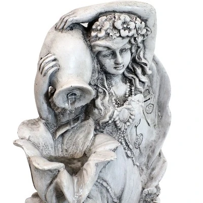 Sunnydaze Decor Sunnydaze Outdoor Polyresin Fairy Flower Solar Powered Water Fountain Feature With Battery Backup - 42" 7 Sunnydaze Decor Sunnydaze Outdoor Polyresin Fairy Flower Solar Powered Water Fountain Feature With Battery Backup - 42" - Image 5
