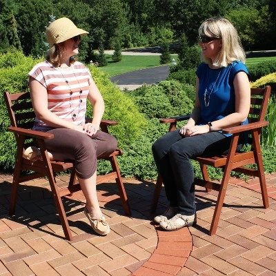 Sunnydaze Decor Sunnydaze Outdoor Meranti Wood With Teak Oil Finish Modern Rustic Patio Dining Arm Chair - Brown - 2pk 7 Sunnydaze Decor Sunnydaze Outdoor Meranti Wood With Teak Oil Finish Modern Rustic Patio Dining Arm Chair - Brown - 2pk - Image 5