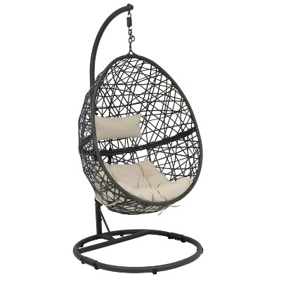 Sunnydaze Decor Sunnydaze Outdoor Resin Wicker Patio Caroline Lounge Hanging Basket Egg Chair Swing With Cushions And Steel Stand Set- 3pc 11 Sunnydaze Decor Sunnydaze Outdoor Resin Wicker Patio Caroline Lounge Hanging Basket Egg Chair Swing With Cushions And Steel Stand Set- 3pc - Image 9
