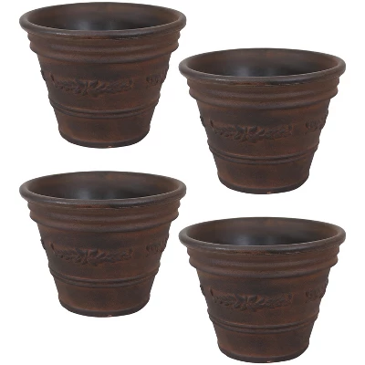 Sunnydaze Decor Sunnydaze Indoor/Outdoor Patio, Garden, Or Porch Weather-Resistant Double-Walled Laurel Flower Pot Planter - 13" - Rust Finish 10 Sunnydaze Decor Sunnydaze Indoor/Outdoor Patio, Garden, Or Porch Weather-Resistant Double-Walled Laurel Flower Pot Planter - 13" - Rust Finish - Image 8