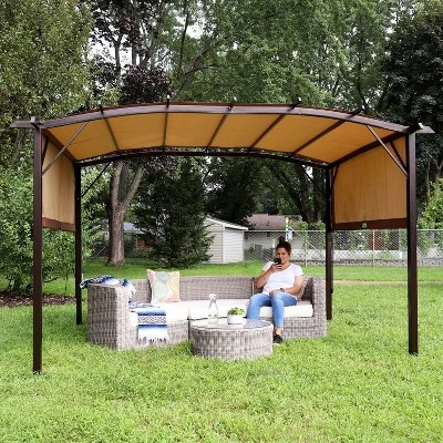 Sunnydaze Decor Sunnydaze 9' X 12' Metal Arched Pergola With Retractable Canopy 8 Sunnydaze Decor Sunnydaze 9' X 12' Metal Arched Pergola With Retractable Canopy - Image 7