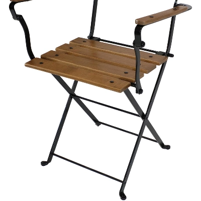 Sunnydaze Decor Sunnydaze Indoor/Outdoor Patio Or Dining Basic Chestnut Wooden Folding Bistro Arm Chair - Brown 4 Sunnydaze Decor Sunnydaze Indoor/Outdoor Patio Or Dining Basic Chestnut Wooden Folding Bistro Arm Chair - Brown - Image 2