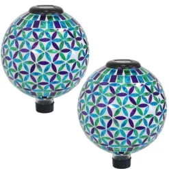 Sunnydaze Decor Sunnydaze Blue Cool Blooms Glass Mosaic Indoor/Outdoor Gazing Globe With Solar Light - 10" Diameter - Blue And Green 17 Sunnydaze Decor Sunnydaze Blue Cool Blooms Glass Mosaic Indoor/Outdoor Gazing Globe With Solar Light - 10" Diameter - Blue And Green -Sunnydaze Decor GUEST 71009cdd 0f19 48c8 b68f 8cfa8a5483a9