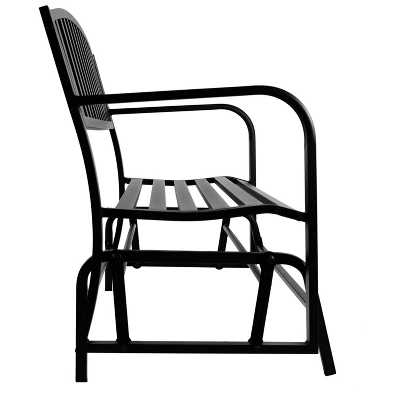 Sunnydaze Decor Sunnydaze 50" 2-Person Metal Outdoor Glider Bench, Black 7 Sunnydaze Decor Sunnydaze 50" 2-Person Metal Outdoor Glider Bench, Black - Image 5