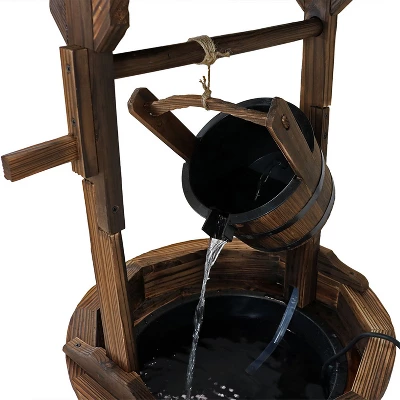 Sunnydaze Decor Sunnydaze 48"H Electric Fir Wood Old-Fashioned Wishing Well Outdoor Water Fountain 5 Sunnydaze Decor Sunnydaze 48"H Electric Fir Wood Old-Fashioned Wishing Well Outdoor Water Fountain - Image 3