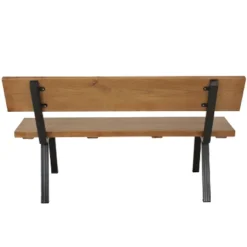 Sunnydaze Decor Sunnydaze European Chestnut Indoor/Outdoor Patio Bench With Powder-Coated Steel Frame - 59" W X 21" D X 33.75" H -Sunnydaze Decor GUEST 737fc274 3177 4913 8f24 3e56b7cb5704