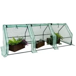 Sunnydaze Decor Sunnydaze Outdoor Portable Slanted Top Plant Shelter Mini Cloche Greenhouse With Zipper Doors - 36" - Green 19 Sunnydaze Decor Sunnydaze Outdoor Portable Slanted Top Plant Shelter Mini Cloche Greenhouse With Zipper Doors - 36" - Green -Sunnydaze Decor GUEST 79745697 0c6e 4ba1 961d 686c849420ca