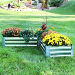 Sunnydaze Decor Sunnydaze Outdoor Galvanized Steel L-Shaped Raised Garden Bed For Plants, Vegetables, And Flowers - 59.5"