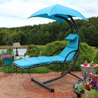 Sunnydaze Decor Sunnydaze Outdoor Hanging Chaise Floating Lounge Chair With Canopy Umbrella And Arc Stand 11 Sunnydaze Decor Sunnydaze Outdoor Hanging Chaise Floating Lounge Chair With Canopy Umbrella And Arc Stand - Image 9