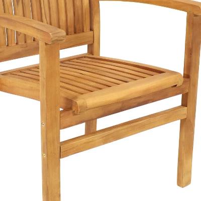Sunnydaze Decor Sunnydaze Outdoor Solid Teak Wood Slat-Back Patio Dining Armchair 8 Sunnydaze Decor Sunnydaze Outdoor Solid Teak Wood Slat-Back Patio Dining Armchair - Image 6