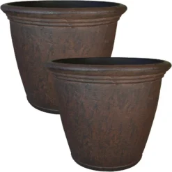 Sunnydaze Decor Sunnydaze Indoor/Outdoor Patio, Garden, Or Porch Weather-Resistant Double-Walled Anjelica Flower Pot Planter - 16" - Rust Finish -Sunnydaze Decor GUEST 7eb441c5 1cb1 445e b5e4 bf612a5b7e0e