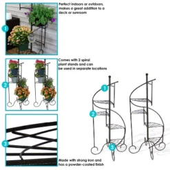 Sunnydaze Decor Sunnydaze Indoor/Outdoor Iron Metal 4-Tiered Potted Flower Plant Stand With Spiral Staircase Design - 56" - Black - 2pk -Sunnydaze Decor GUEST 80ba7553 72aa 4b3b 828c 95b96cdb90e2