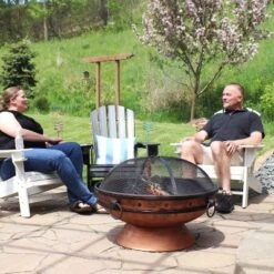 Sunnydaze Decor Sunnydaze Outdoor Camping Or Backyard Large Round Fire Pit Bowl With Handles And Spark Screen - 30" - Copper Finish -Sunnydaze Decor GUEST 817a6a53 aad9 4198 bc60 330f2a6f9e70